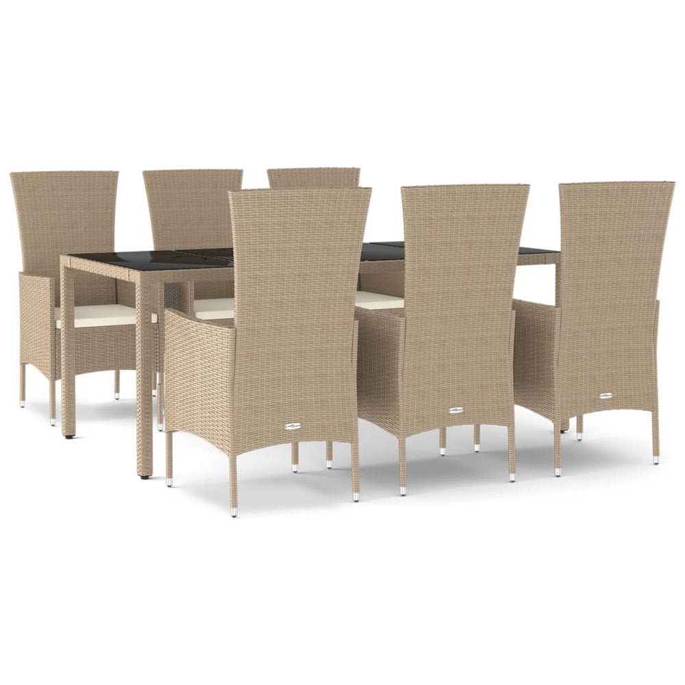 7-delige Tuinset met kussens poly rattan beige MeubelReus