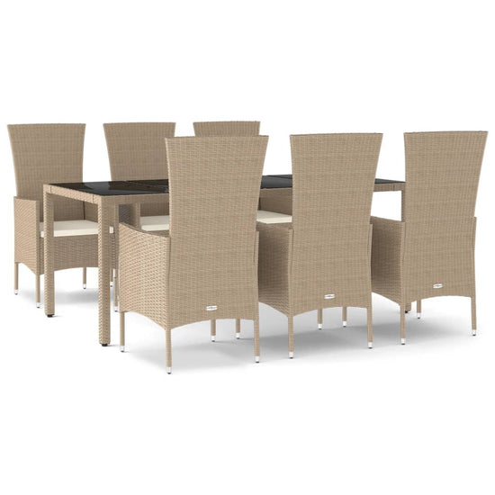 7-delige Tuinset met kussens poly rattan beige MeubelReus