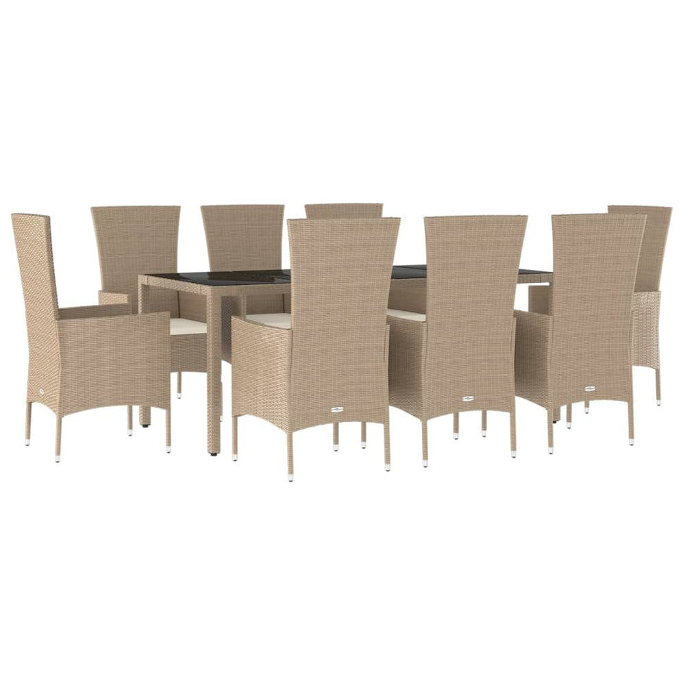 9-delige Tuinset met kussens poly rattan beige MeubelReus