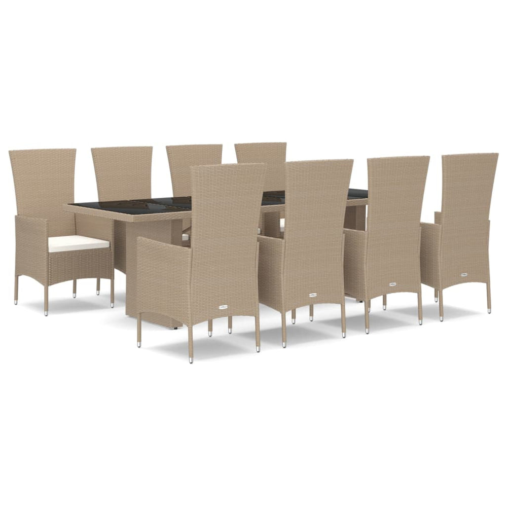 9-delige Tuinset met kussens poly rattan beige MeubelReus