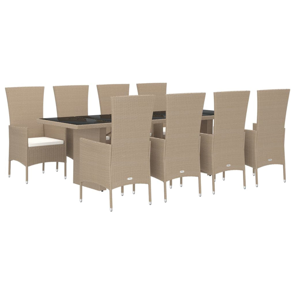 9-delige Tuinset met kussens poly rattan beige MeubelReus
