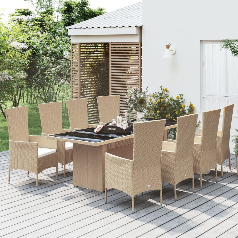 9-delige Tuinset met kussens poly rattan beige MeubelReus