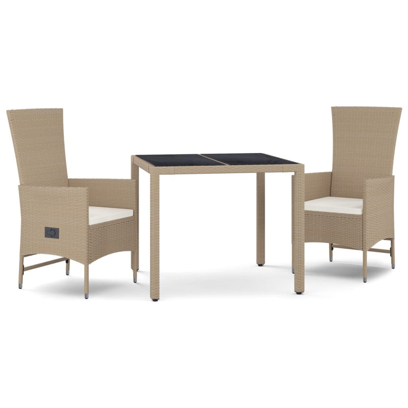 3-delige Tuinset met kussens poly rattan beige MeubelReus