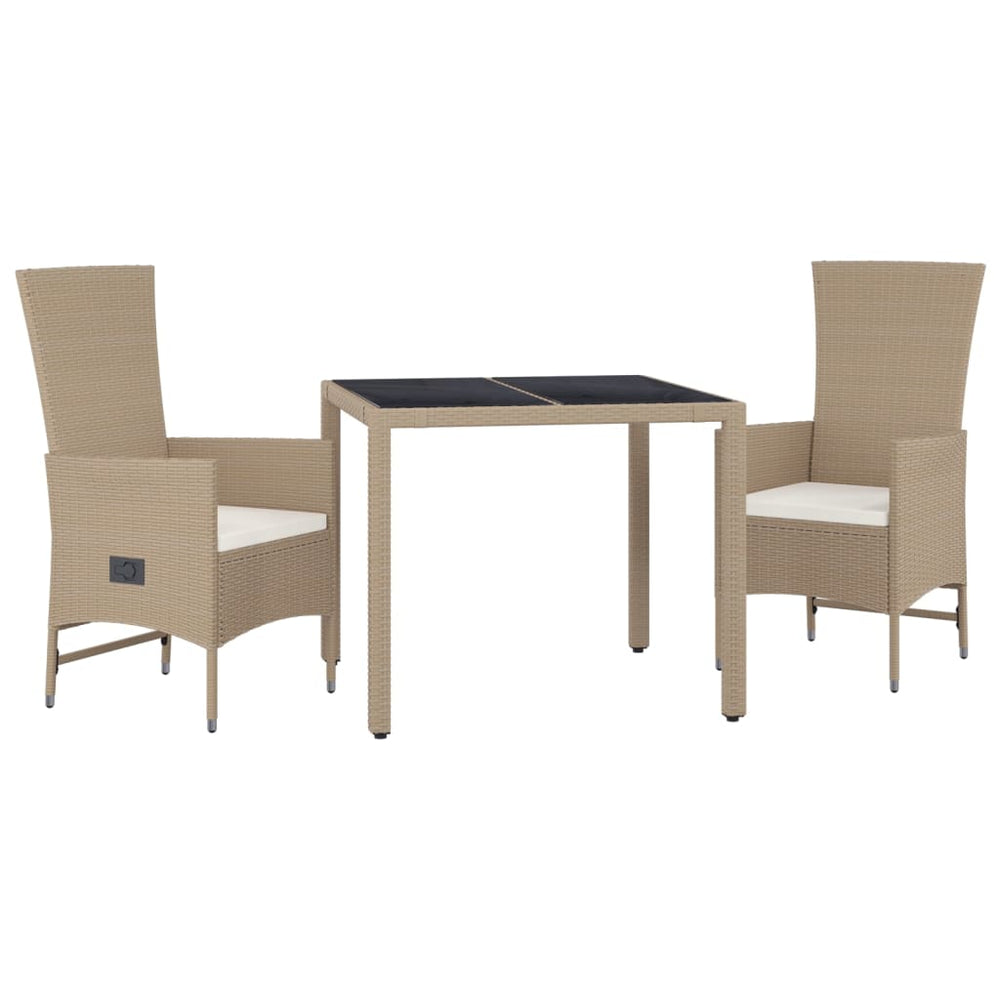 3-delige Tuinset met kussens poly rattan beige MeubelReus