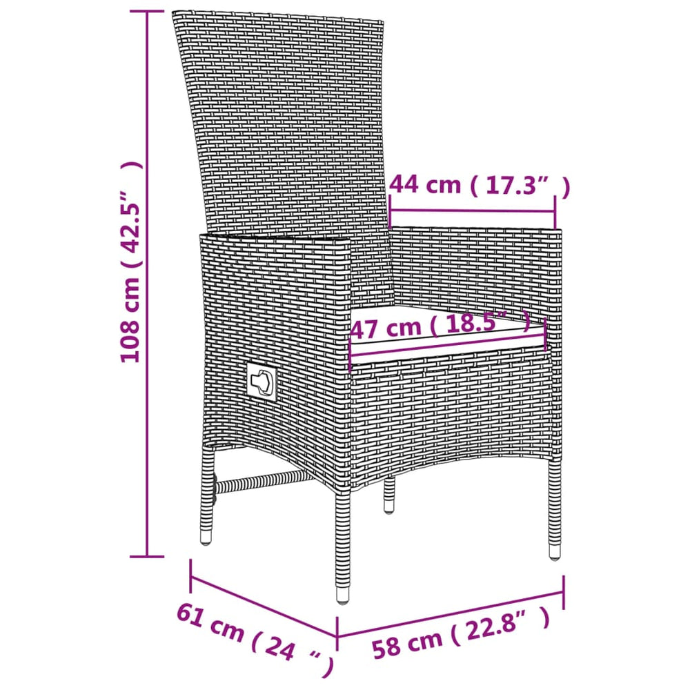 3-delige Tuinset met kussens poly rattan beige MeubelReus
