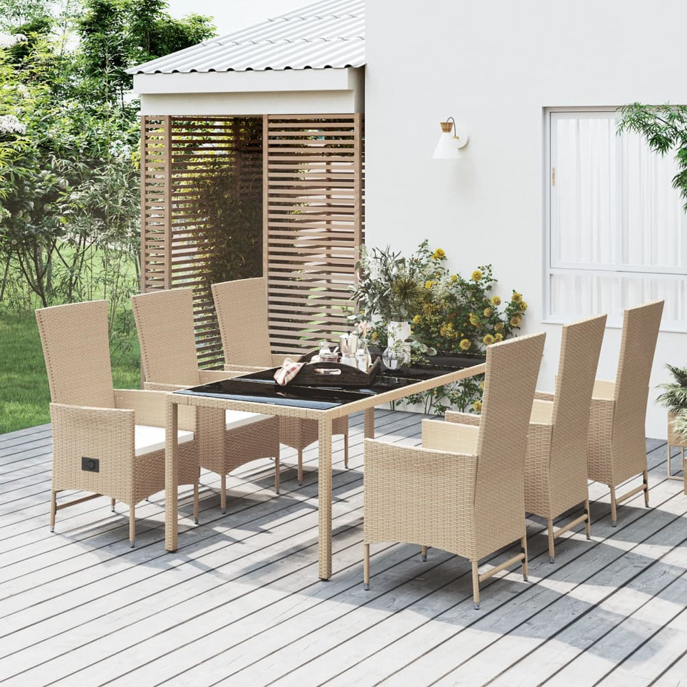 7-delige Tuinset met kussens poly rattan beige MeubelReus
