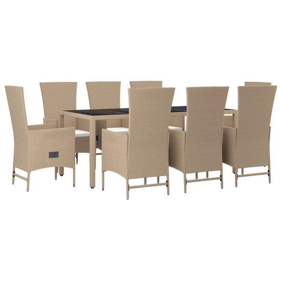 9-delige Tuinset met kussens poly rattan beige MeubelReus