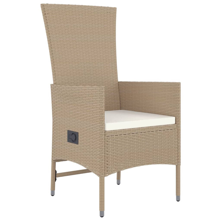 7-delige Tuinset met kussens poly rattan beige