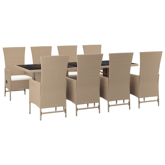 9-delige Tuinset met kussens poly rattan beige MeubelReus