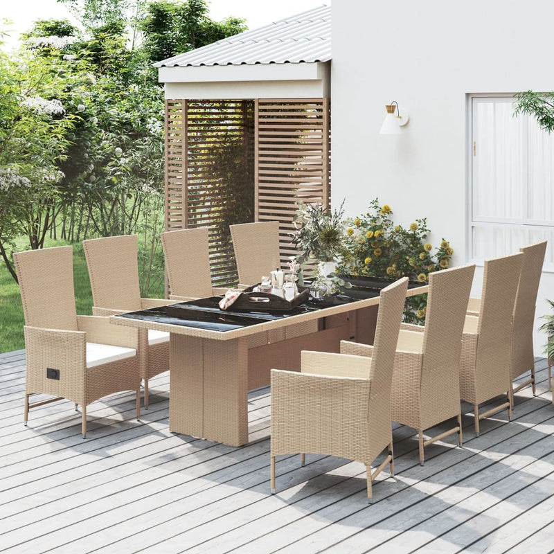 9-delige Tuinset met kussens poly rattan beige MeubelReus
