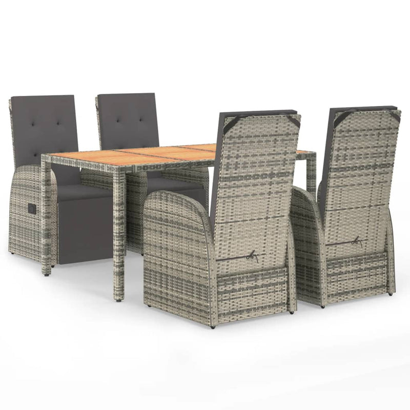 5-delige Tuinset met kussens poly rattan grijs MeubelReus