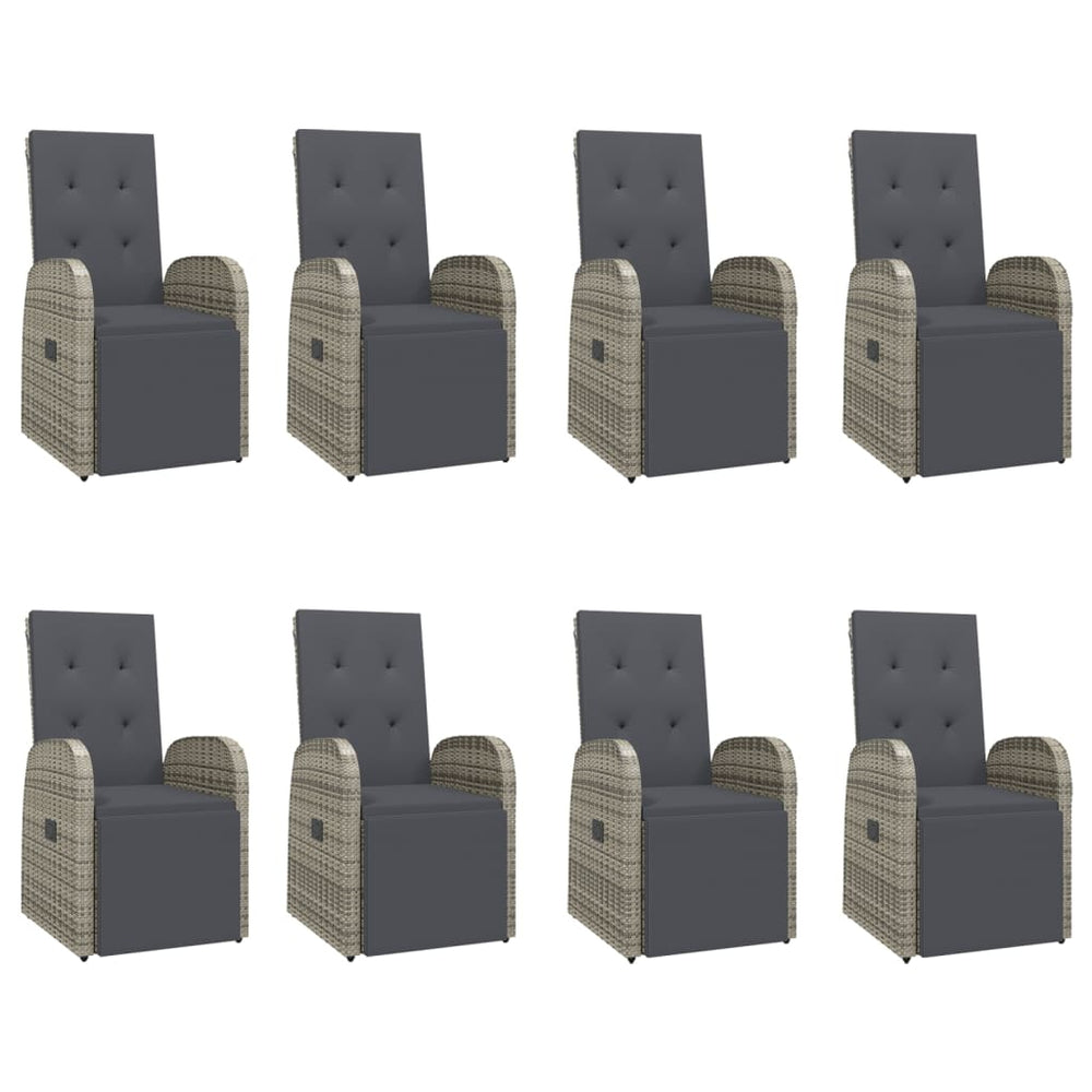 9-delige Tuinset met kussens poly rattan grijs MeubelReus