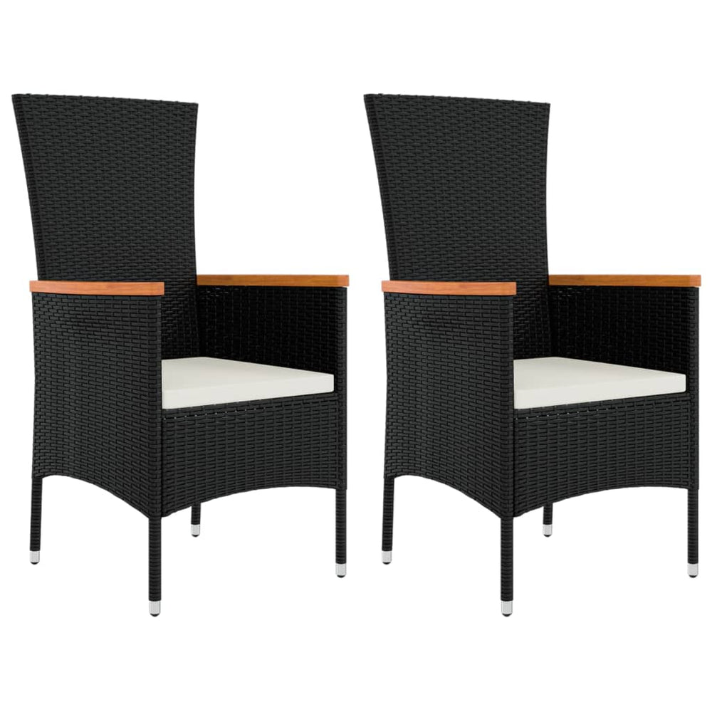 3-delige Loungeset poly rattan en massief acaciahout zwart MeubelReus