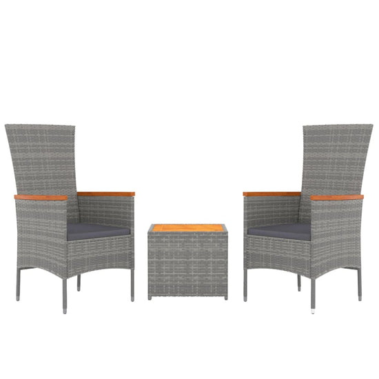 3-delige Loungeset poly rattan en massief acaciahout grijs MeubelReus