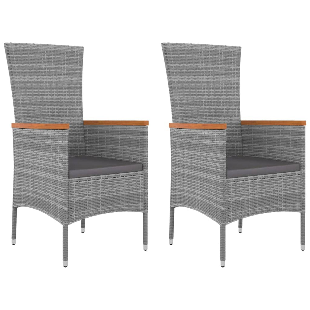 3-delige Loungeset poly rattan en massief acaciahout grijs MeubelReus