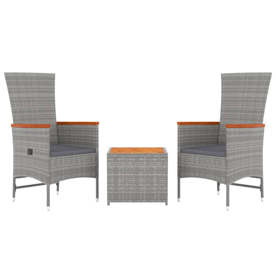 3-delige Loungeset poly rattan en massief acaciahout grijs MeubelReus