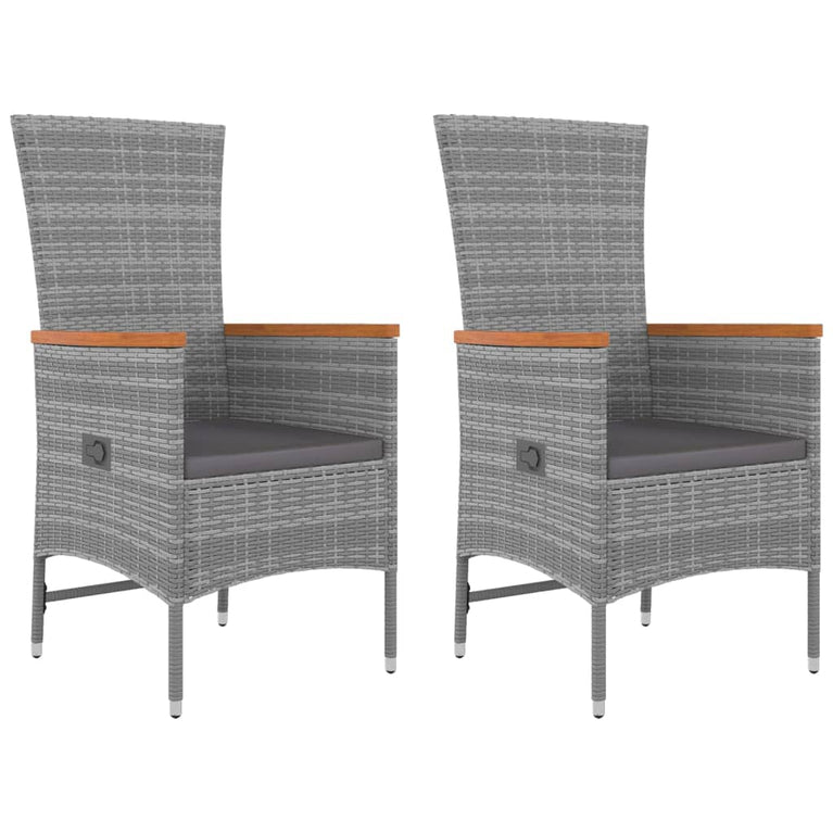 3-delige Loungeset poly rattan en massief acaciahout grijs MeubelReus