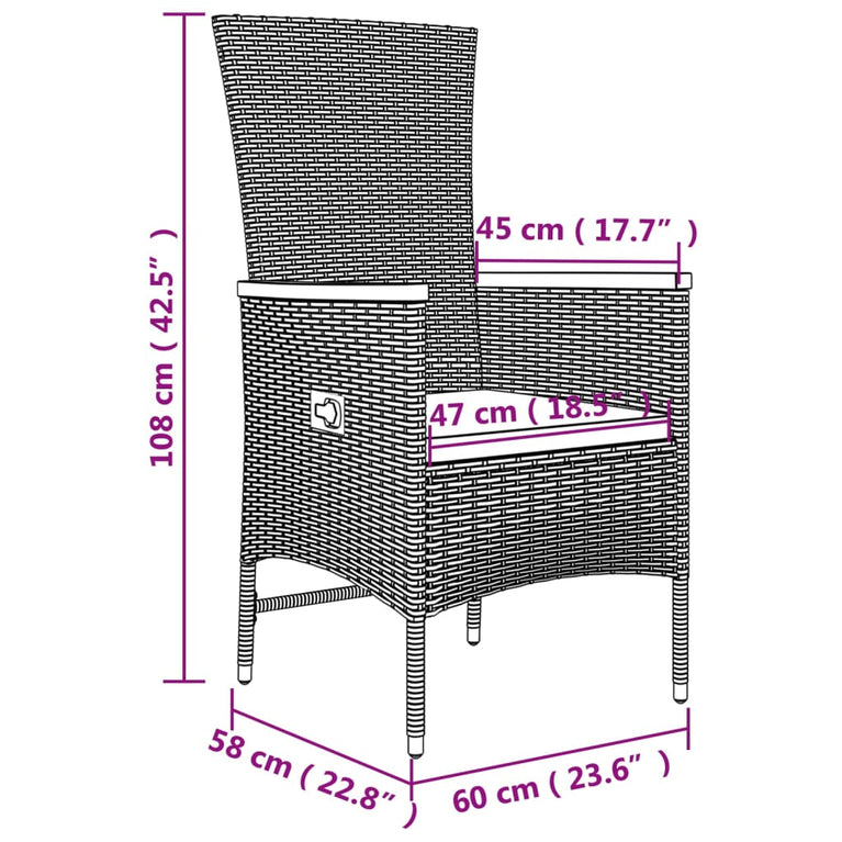 3-delige Loungeset poly rattan en massief acaciahout grijs MeubelReus