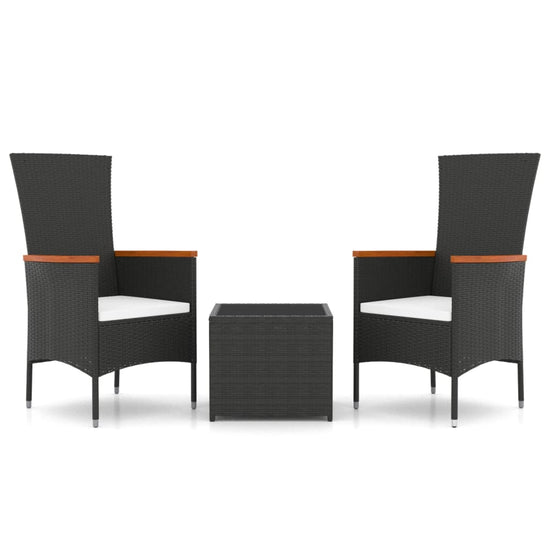 3-delige Loungeset poly rattan en staal zwart MeubelReus