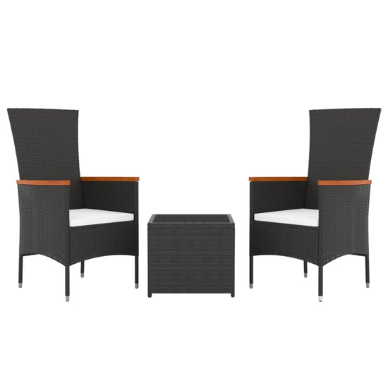 3-delige Loungeset poly rattan en staal zwart MeubelReus