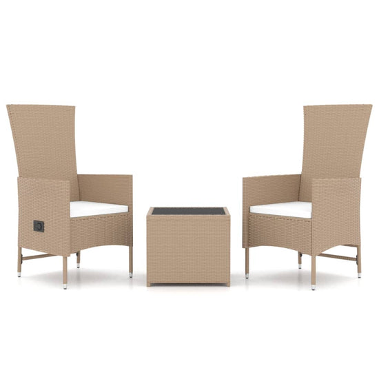 3-delige Loungeset poly rattan en staal beige MeubelReus