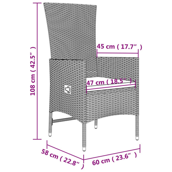 3-delige Loungeset poly rattan en staal beige MeubelReus