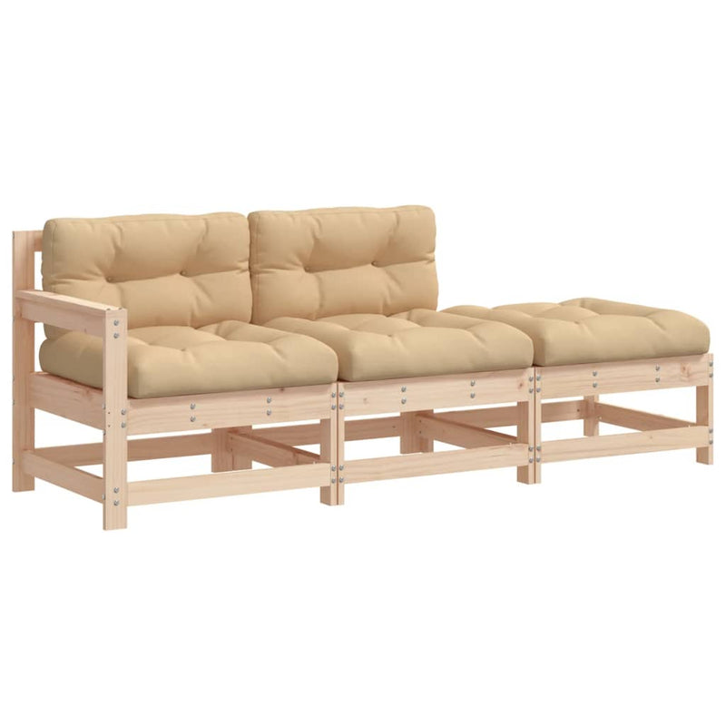 3-delige Loungeset met kussens massief hout MeubelReus