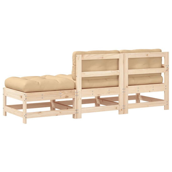 3-delige Loungeset met kussens massief hout MeubelReus