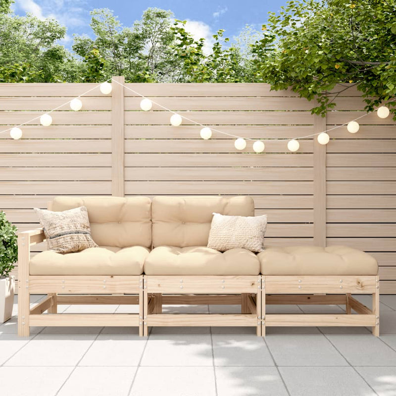 3-delige Loungeset met kussens massief hout MeubelReus