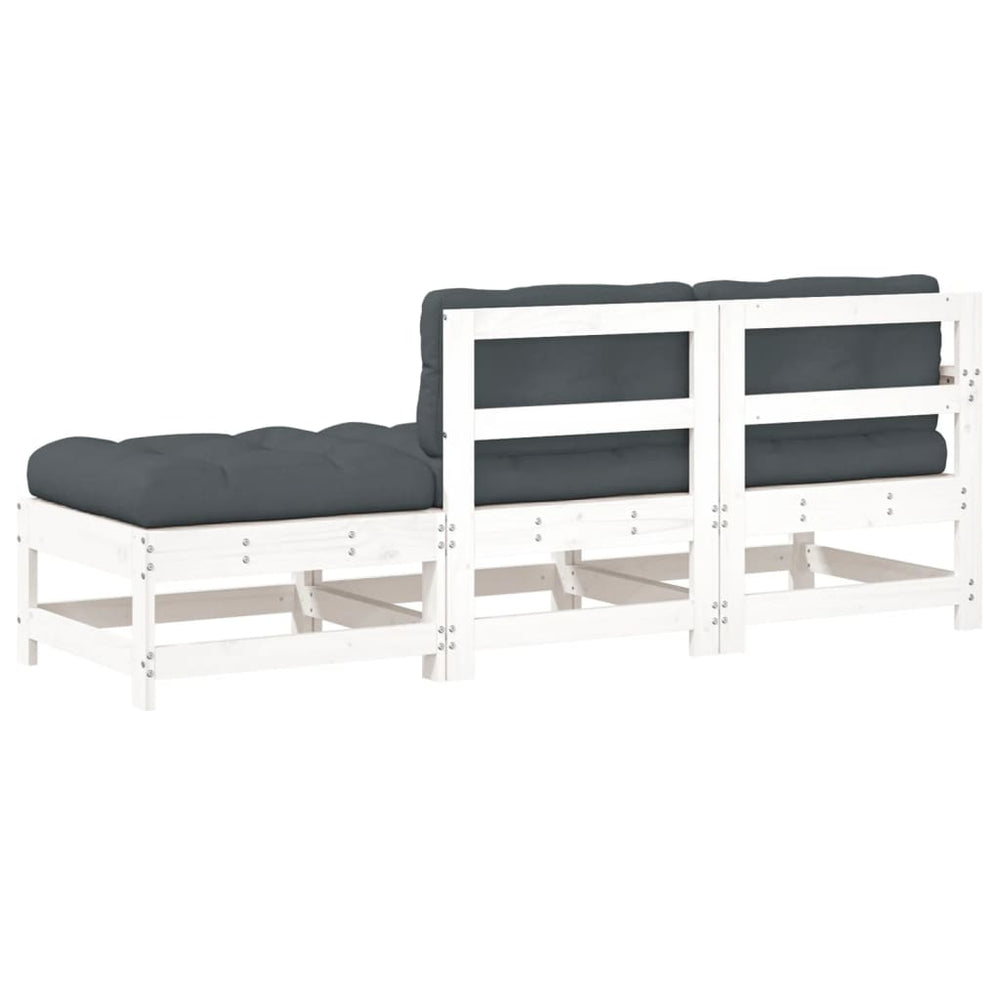 3-delige Loungeset met kussens massief hout wit MeubelReus