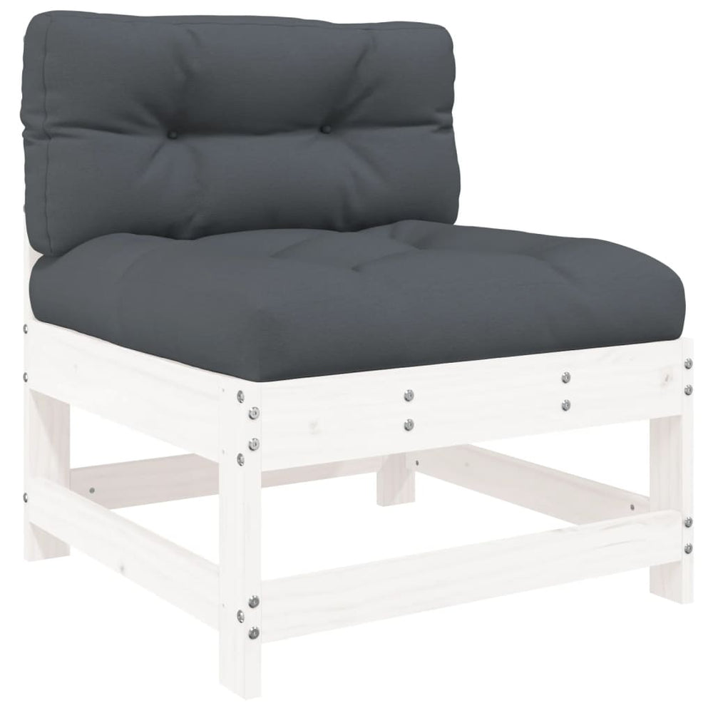 3-delige Loungeset met kussens massief hout wit MeubelReus