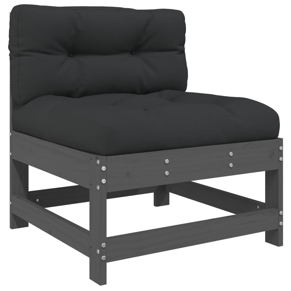 3-delige Loungeset met kussens massief hout grijs MeubelReus