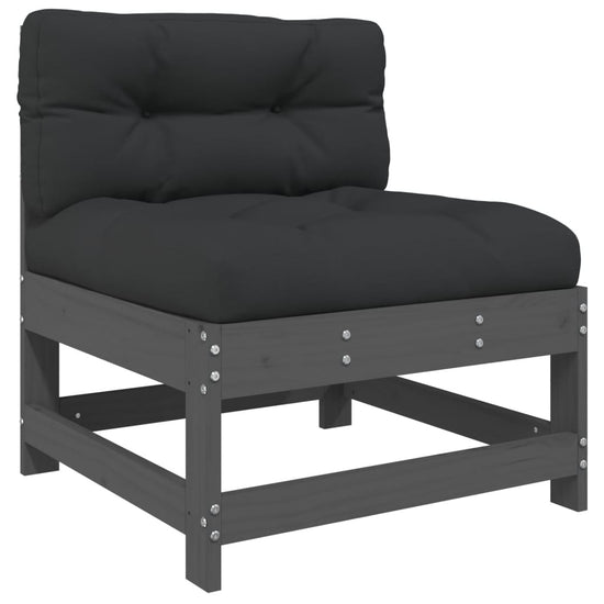 3-delige Loungeset met kussens massief hout grijs MeubelReus