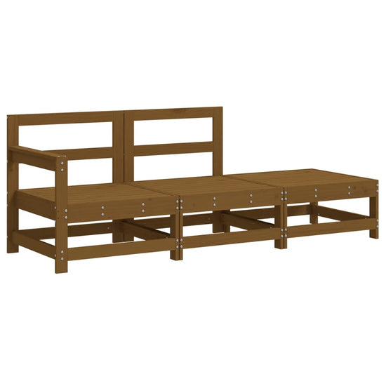 3-delige Loungeset met kussens massief hout honingbruin MeubelReus