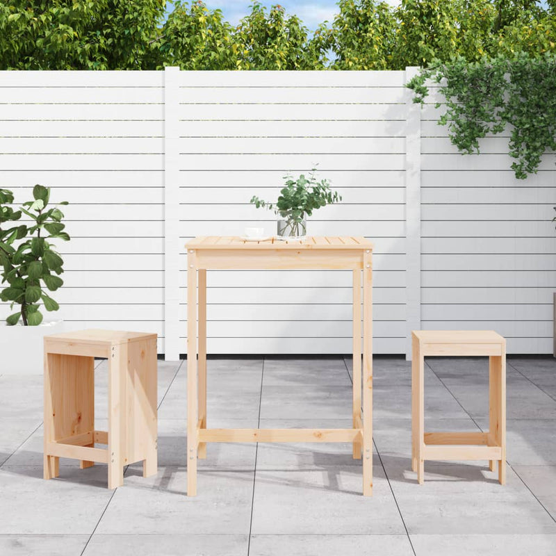 3-delige Tuinbarset massief grenenhout