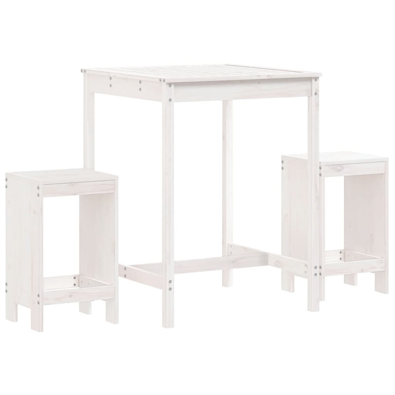 3-delige Barset massief grenenhout wit