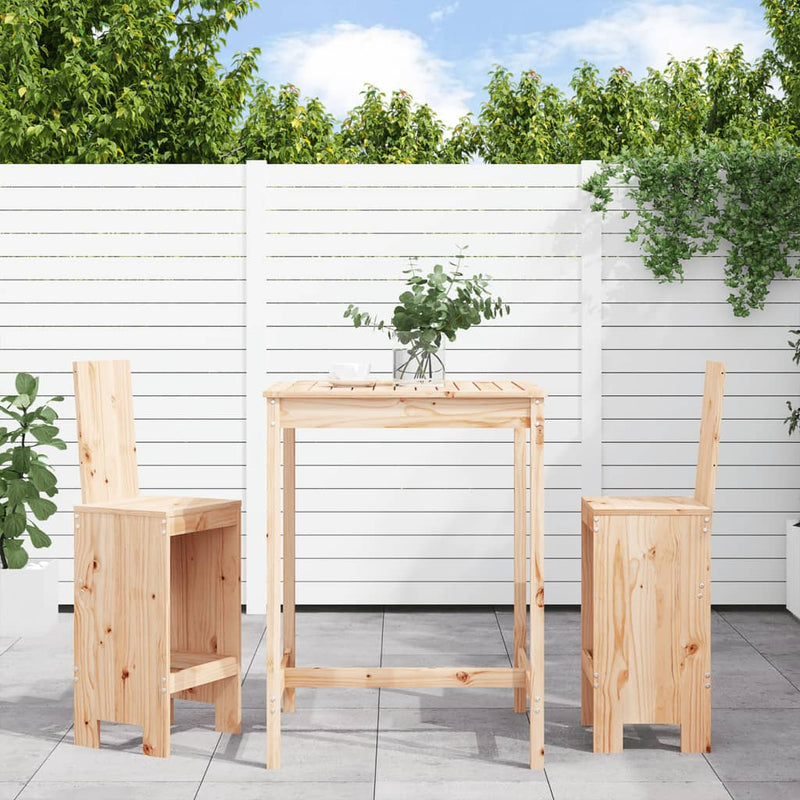 3-delige Tuinbarset massief grenenhout