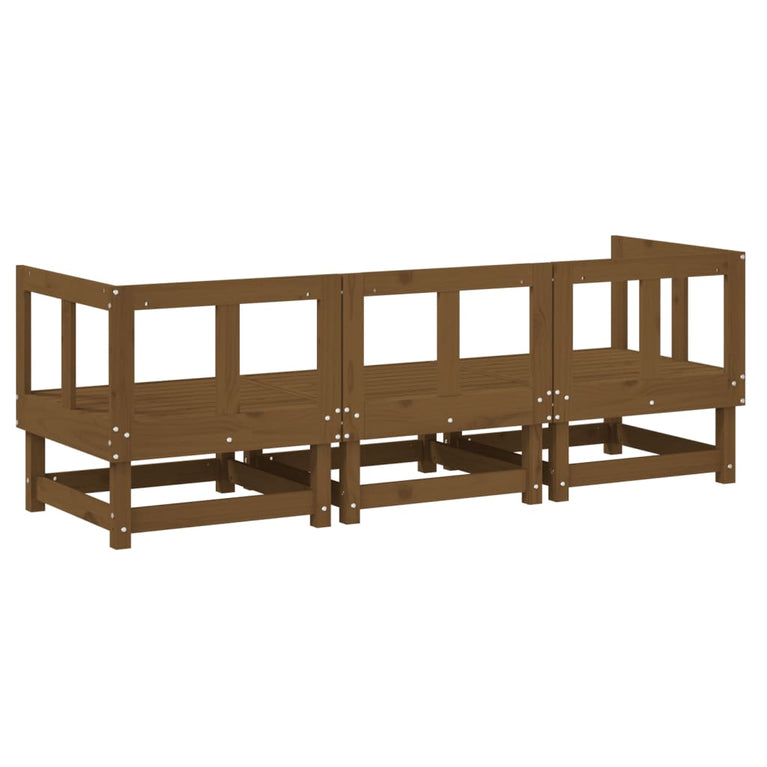 3-delige Loungeset massief grenenhout honingbruin