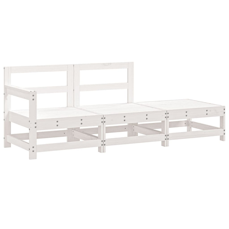 3-delige Loungeset massief grenenhout wit