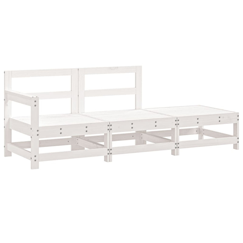 3-delige Loungeset massief grenenhout wit