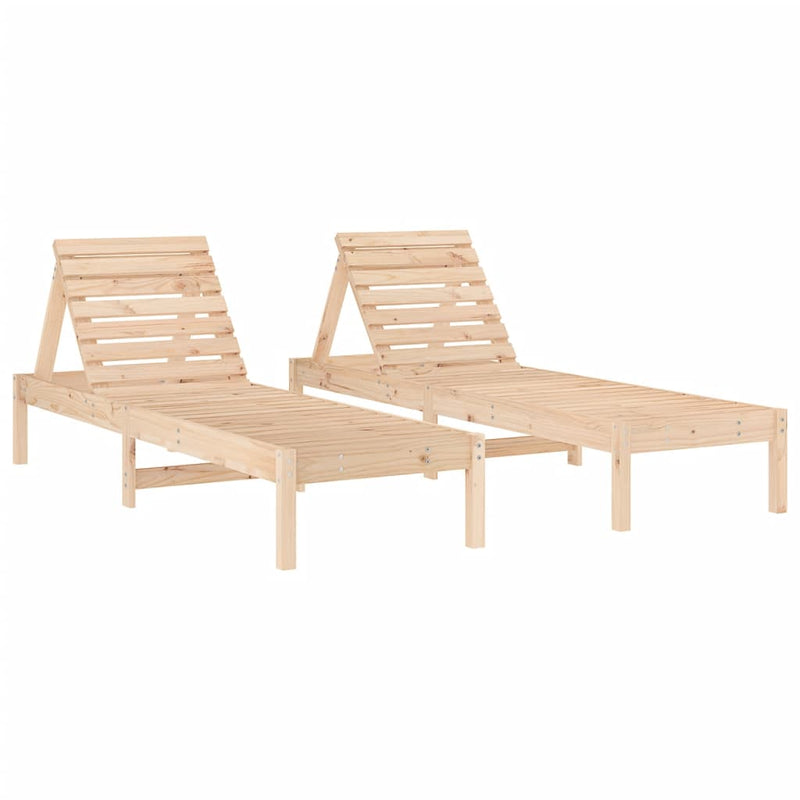 Ligstoelen 2 st 199,5x60x74 cm massief grenenhout