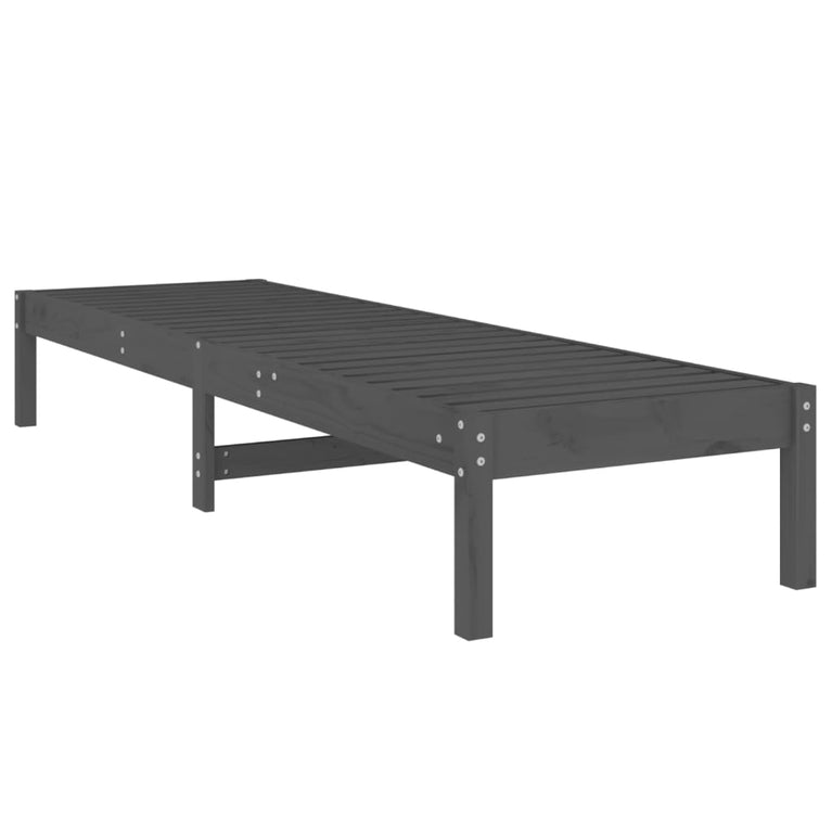 Ligbedden 2 st 199,5x60x74 cm massief grenenhout grijs