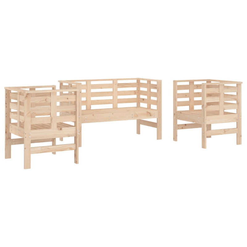 3-delige Loungeset massief grenenhout