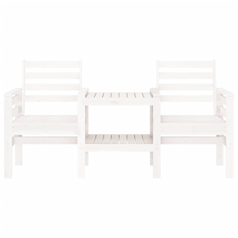 Tuinbank met tafel 2-zits massief grenenhout wit