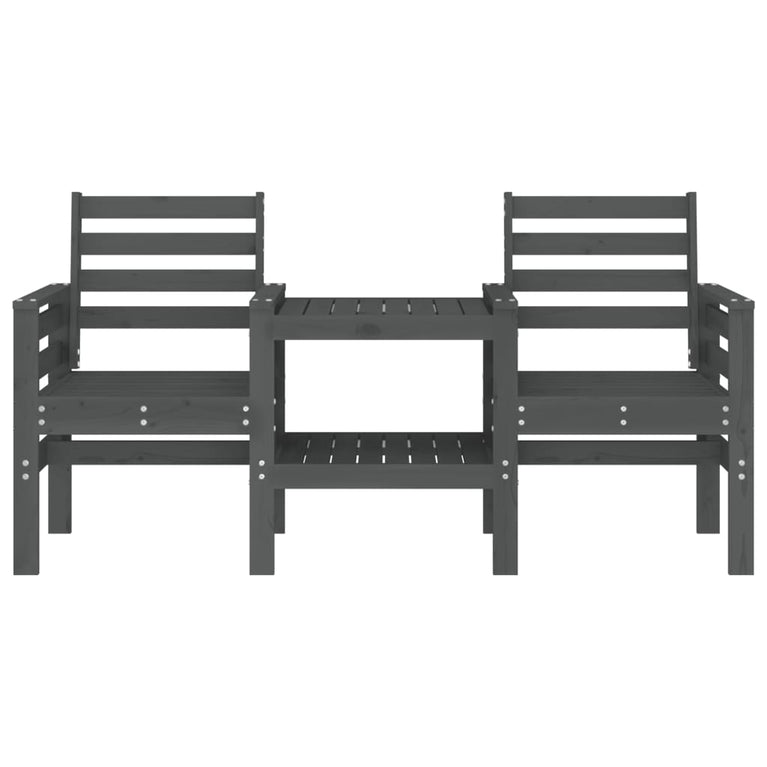 Tuinbank met tafel 2-zits massief grenenhout grijs