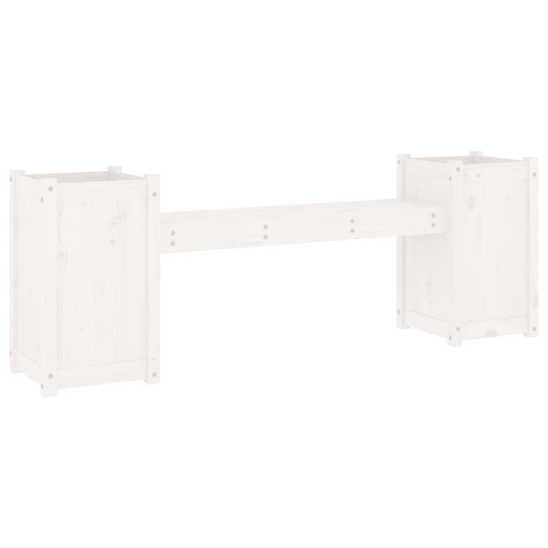 Bankje met plantenbakken 180x36x63 cm grenenhout wit MeubelReus