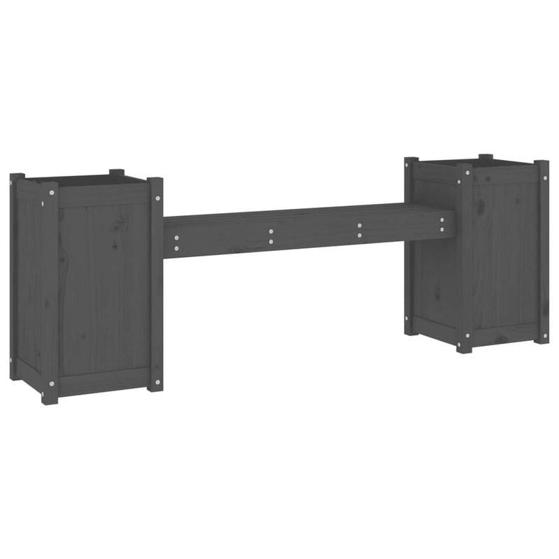 Bankje met plantenbakken 180x36x63 cm grenenhout grijs MeubelReus