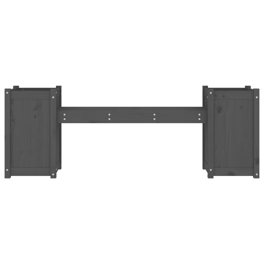 Bankje met plantenbakken 180x36x63 cm grenenhout grijs MeubelReus