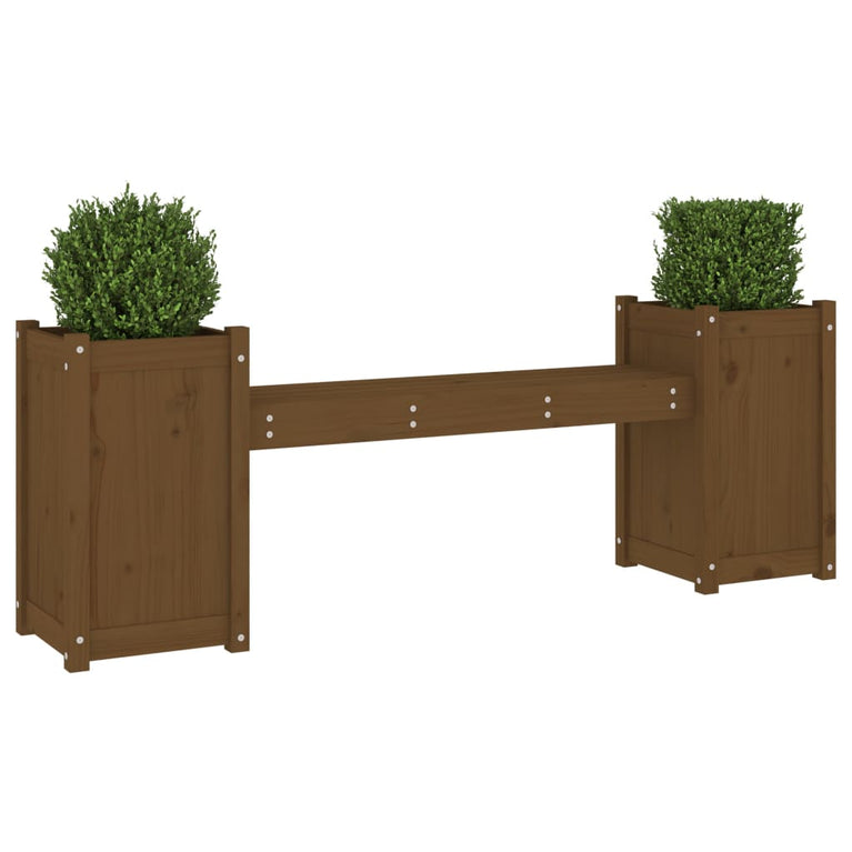 Bankje met plantenbakken 180x36x63 cm grenenhout honingbruin MeubelReus