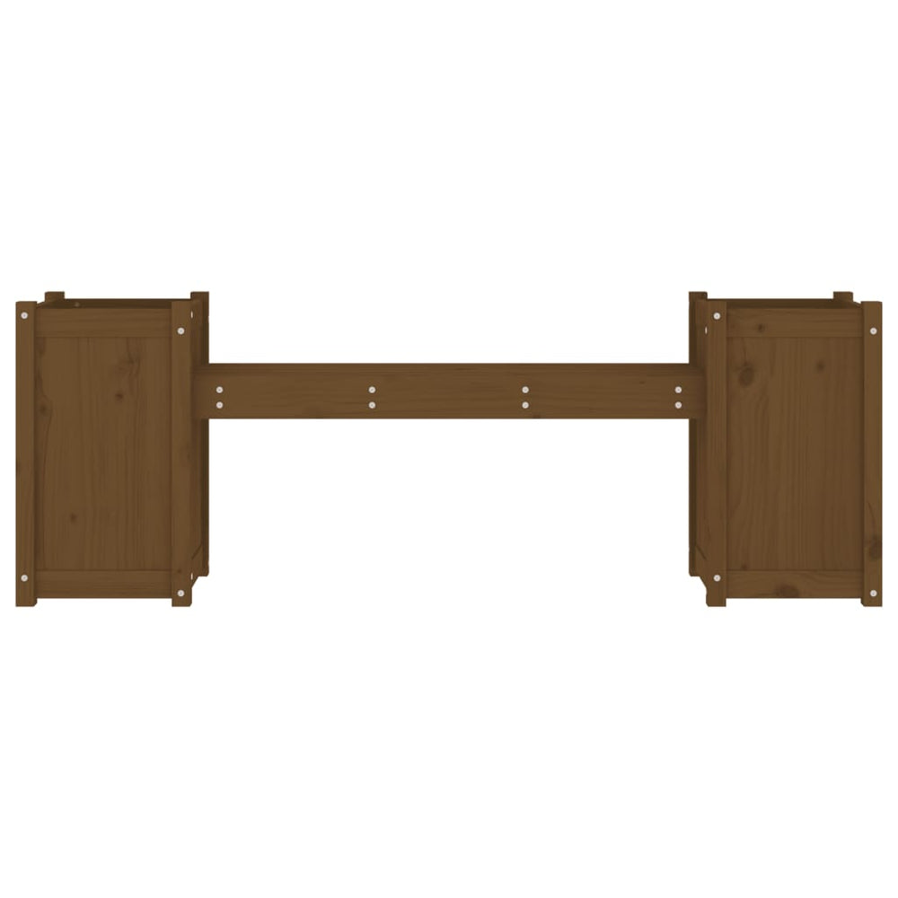 Bankje met plantenbakken 180x36x63 cm grenenhout honingbruin MeubelReus